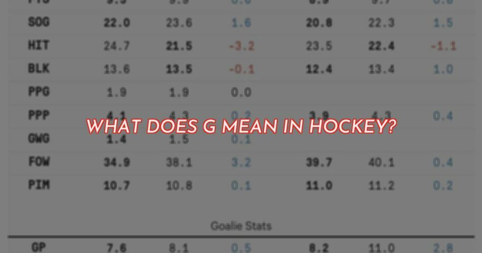 What Does 'G' Mean in Hockey?
